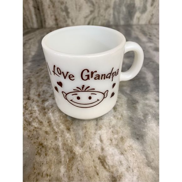 Milk Glass Grandma Grandpa Vintage Coffee Cups #grandma #grandpa #RARE FIND - Picture 5 of 8